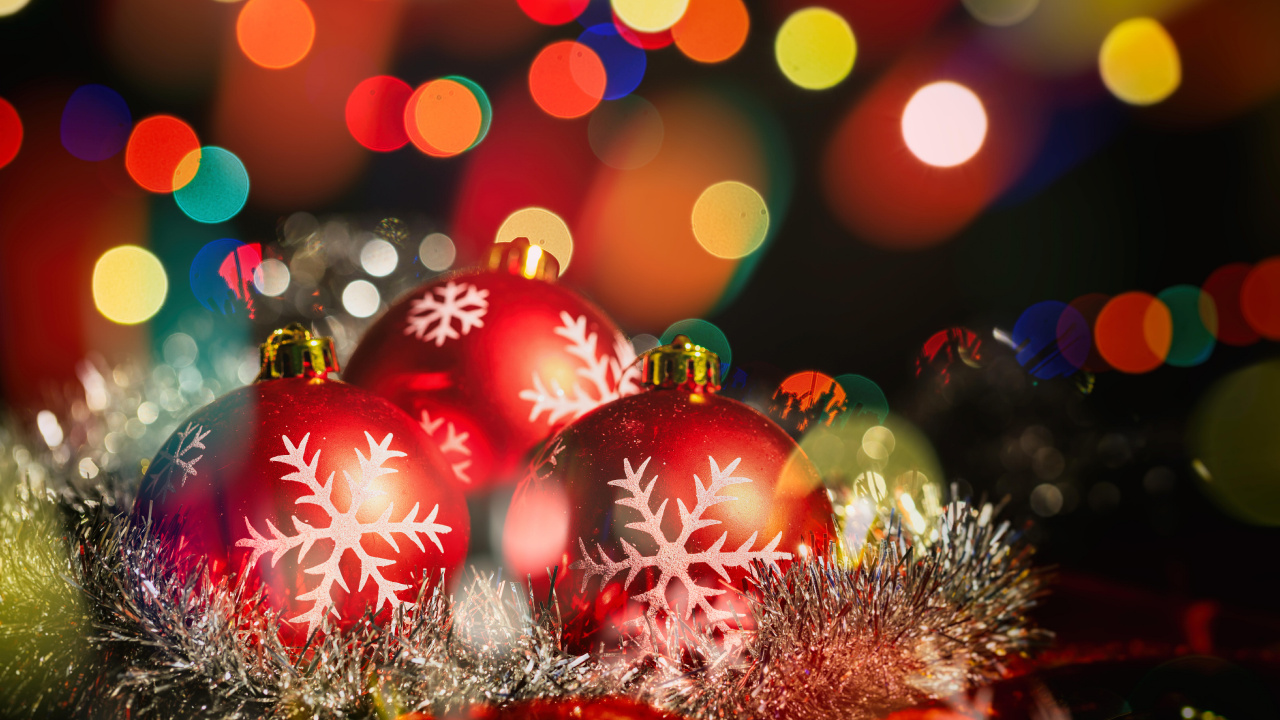 Обои Рождественский день, рождественский орнамент, Новый год, праздник, Рождественские украшения в разрешении 1280x720