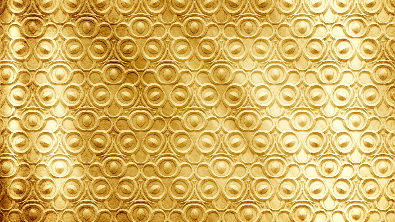 Обои золото, узор, орнамент, желтый, дизайн в разрешении 1280x720