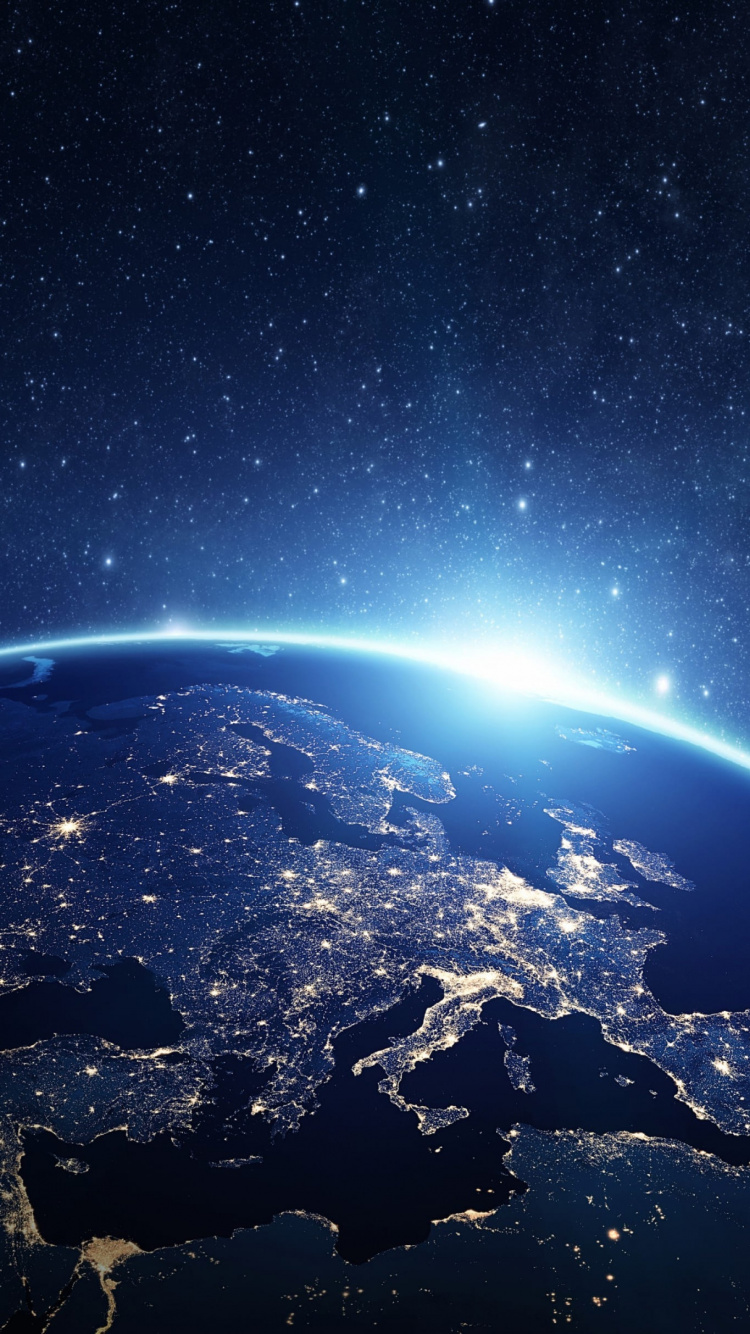 Обои атмосфера, космическое пространство, горизонт, космос, астрономический объект в разрешении 750x1334