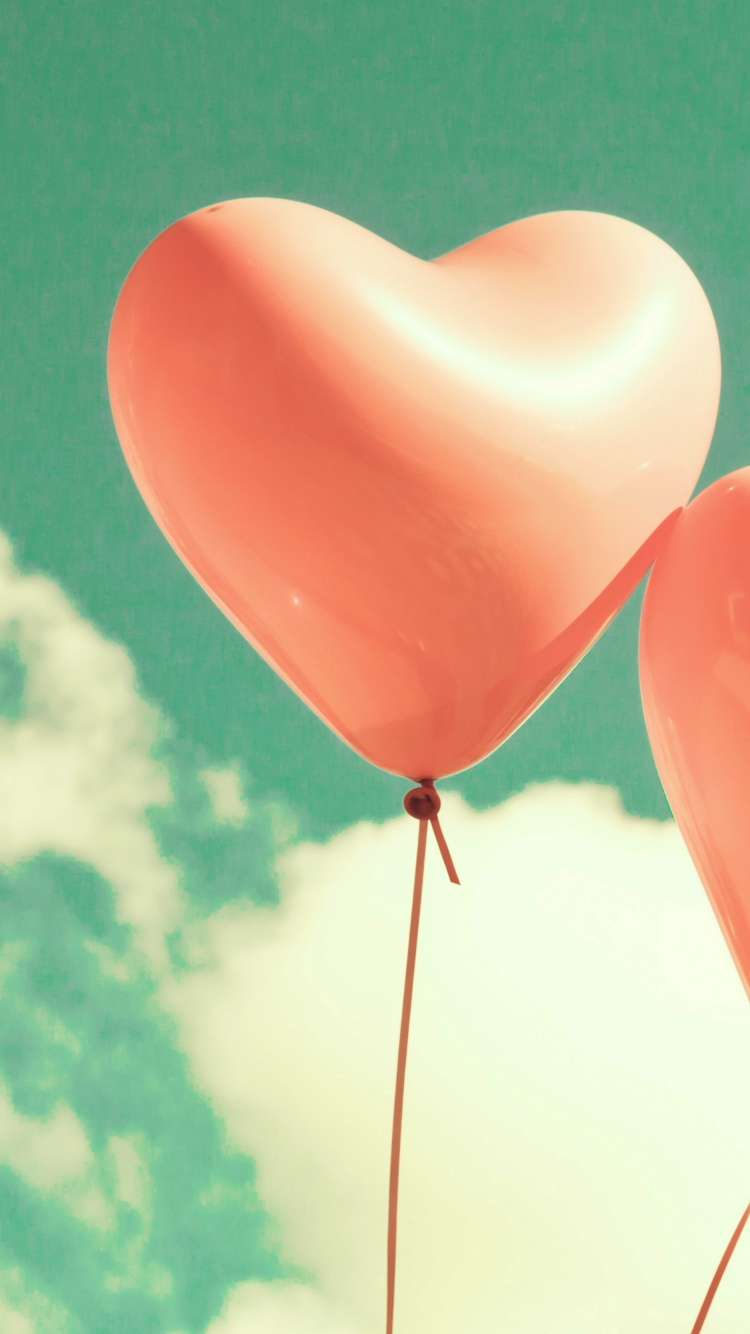 Обои сердце, воздушный шарик, любовь, небо, воздушный шар в разрешении 750x1334