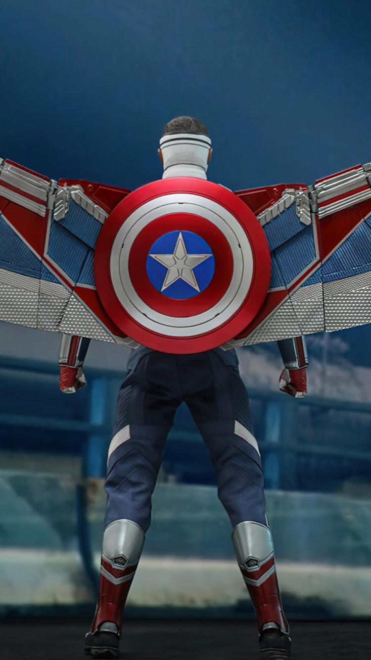 Обои Сокол, Капитан Америка, Сэм Уилсон, горячие игрушки, Бакки Барнс в разрешении 750x1334