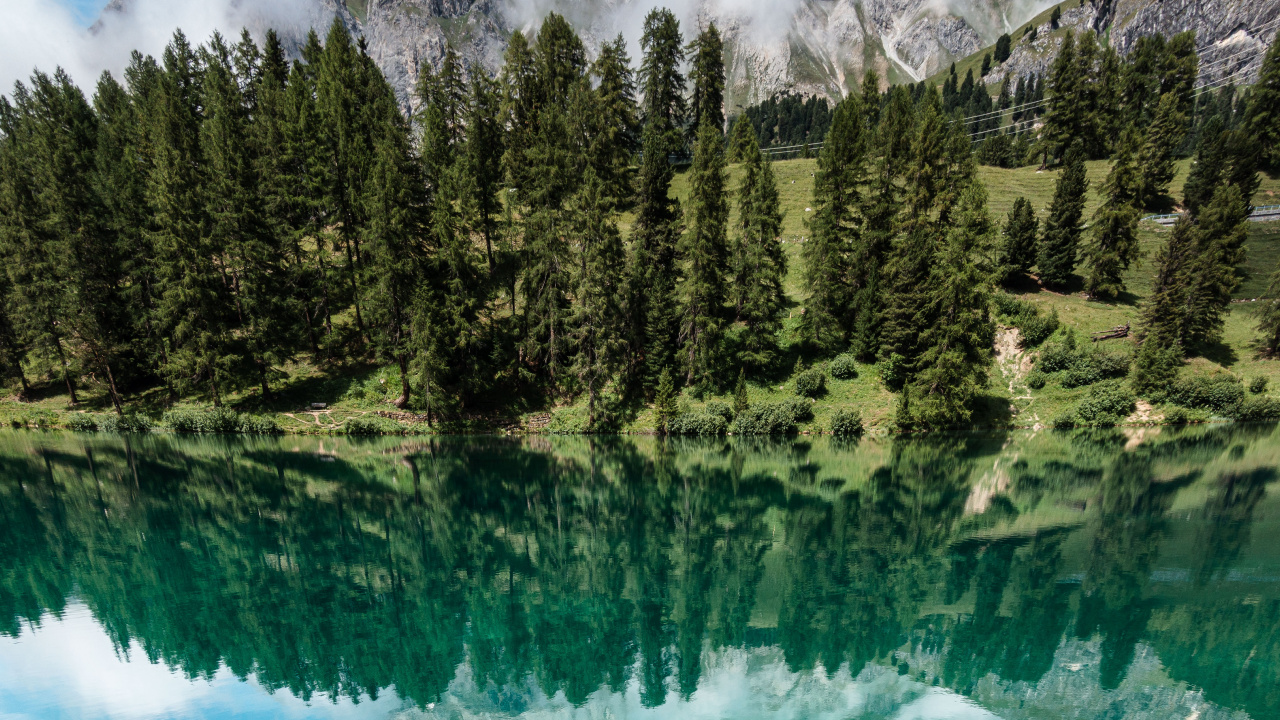 Обои природа, Лай да Palpuogna, природный ландшафт, гора, горный рельеф в разрешении 1280x720