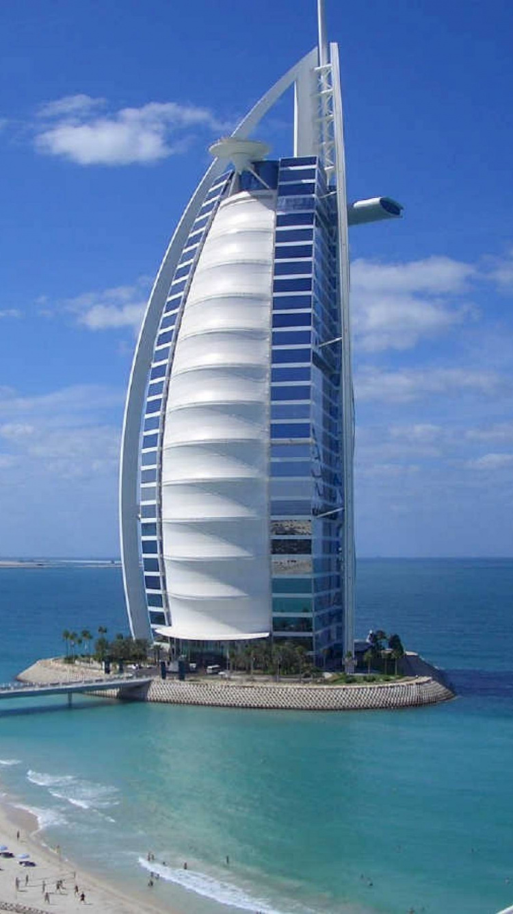 Обои Бурдж Аль араб, вышка, небоскреб, искусственный остров, здание в разрешении 750x1334