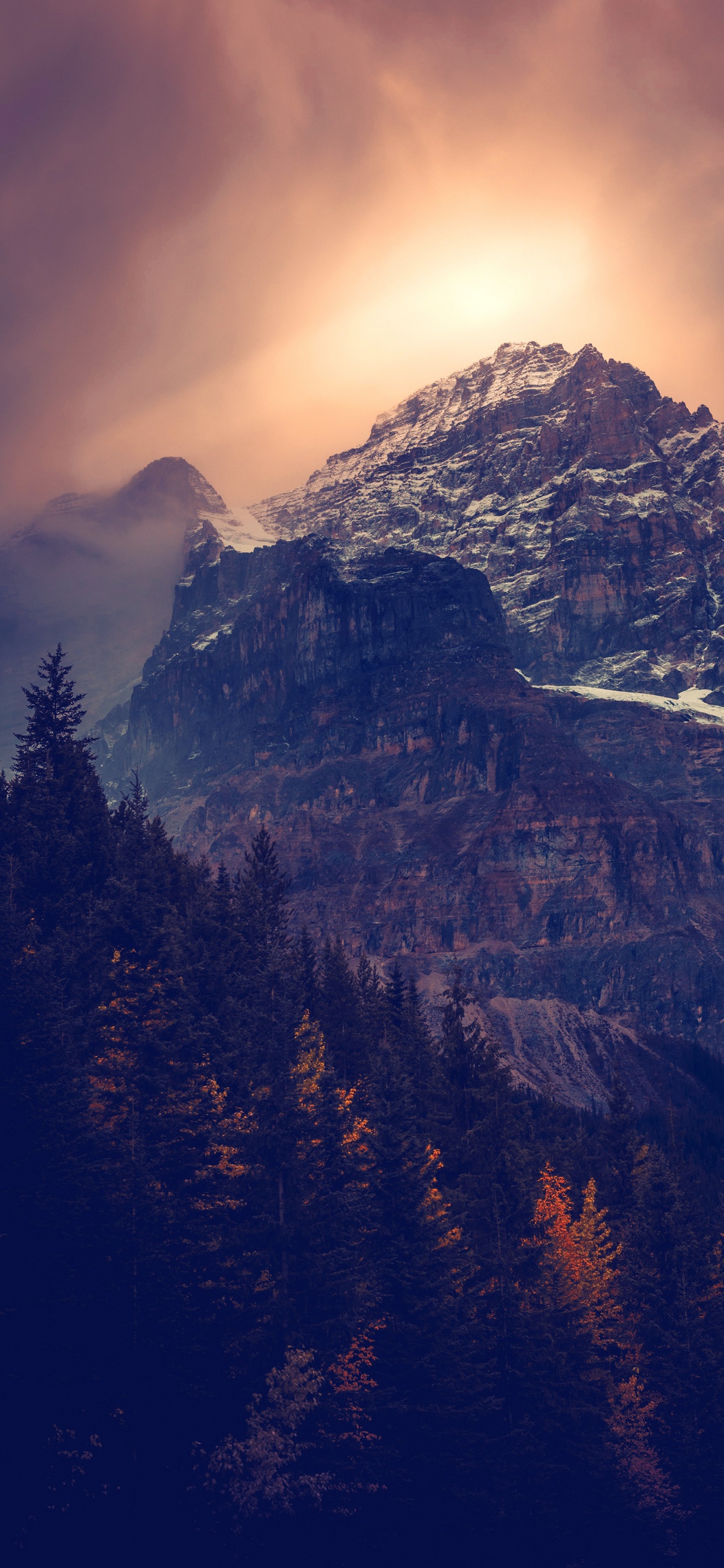 Обои национальный парк Йохо в Канаде, церковь на улице парка, облако, гора, атмосфера в разрешении 1242x2688