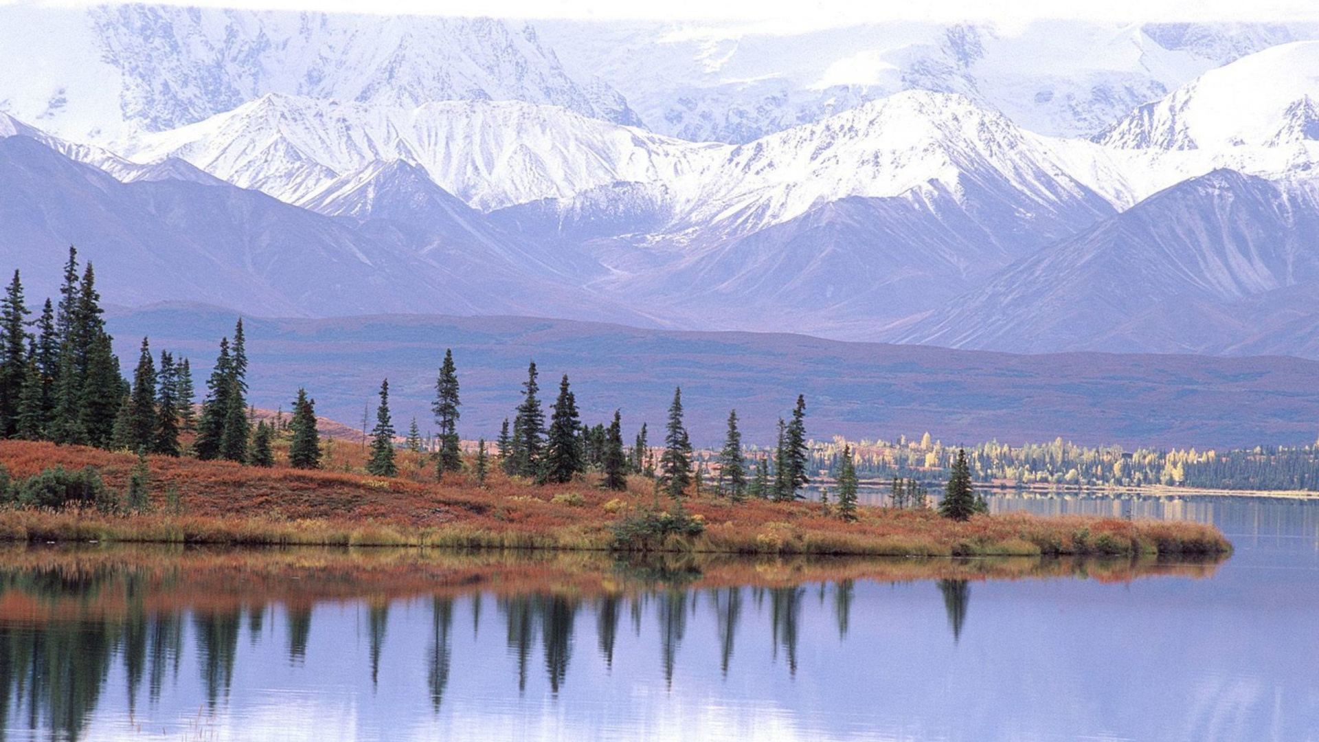 Обои тундра, гора, отражение, природа, дикая местность в разрешении 1920x1080