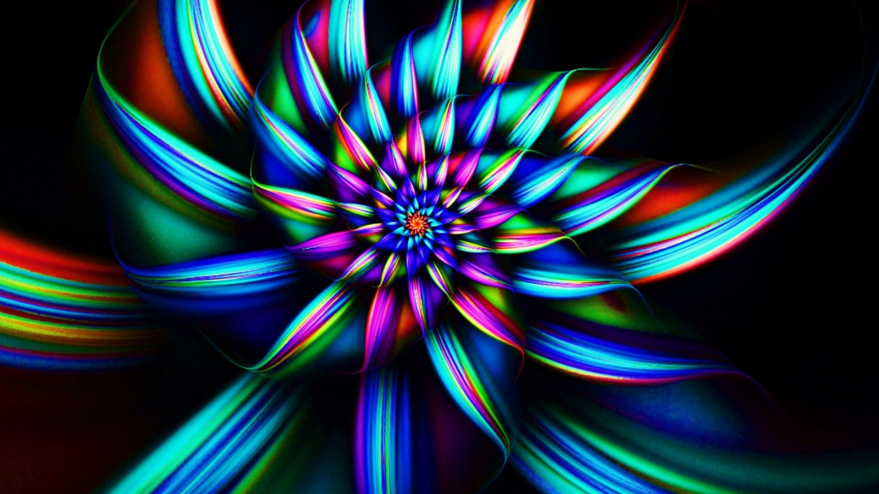 Обои абстрактное искусство, фрактальное искусство, симметрия, лепестки, спецэффекты в разрешении 1280x720