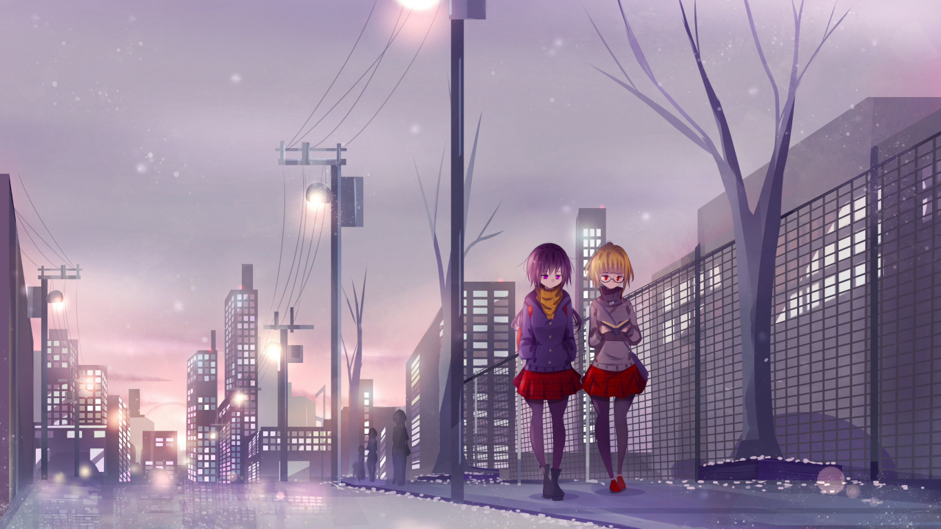 Обои рисование, арт, иллюстрация, пурпур, свет в разрешении 1366x768