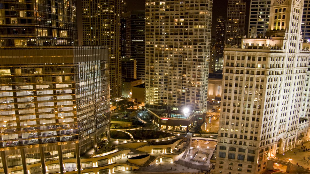 Обои городской пейзаж, Чикаго, небоскреб, городской район, метрополия в разрешении 1280x720