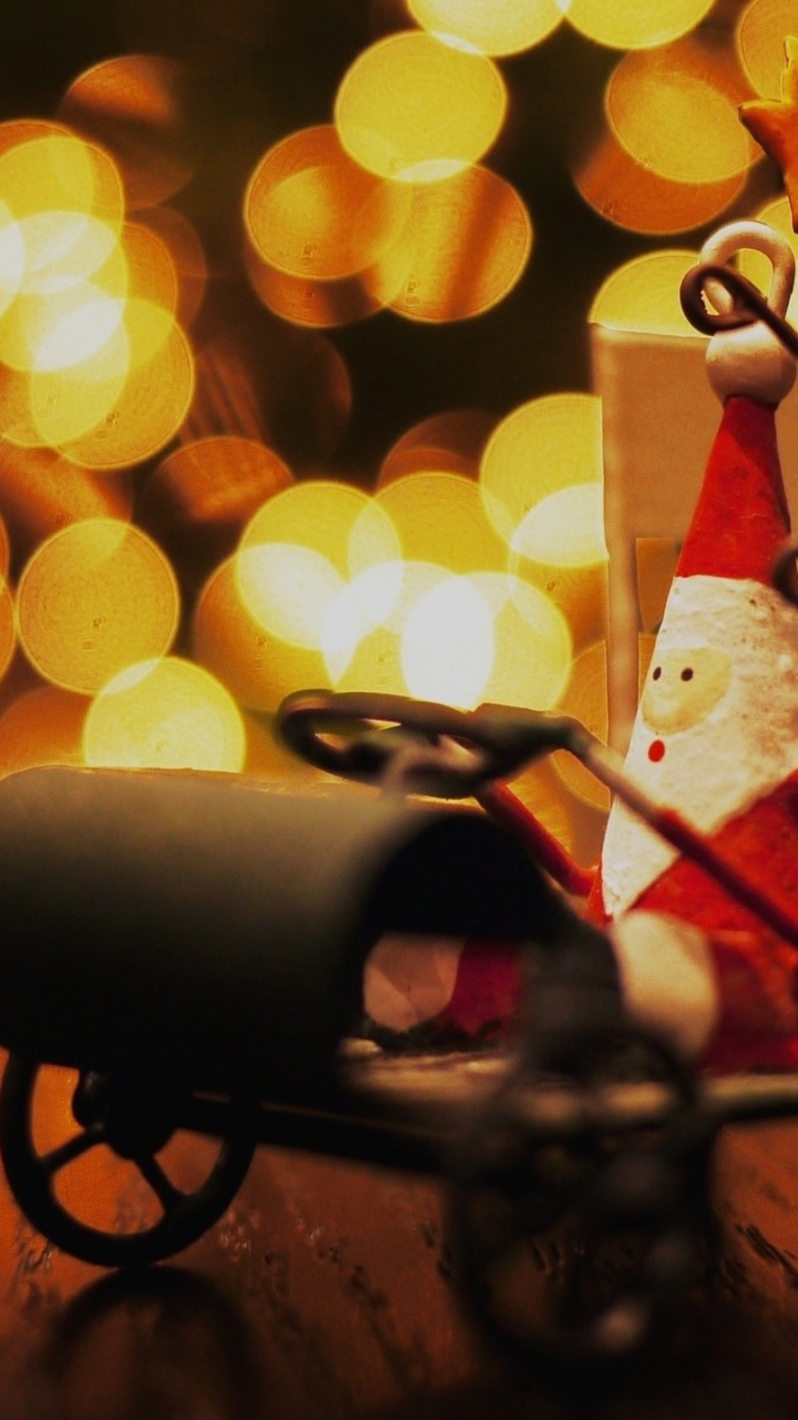 Обои Санта-Клаус, Рождественский день, Рождественские огни, рождественский орнамент, Рождество в разрешении 720x1280