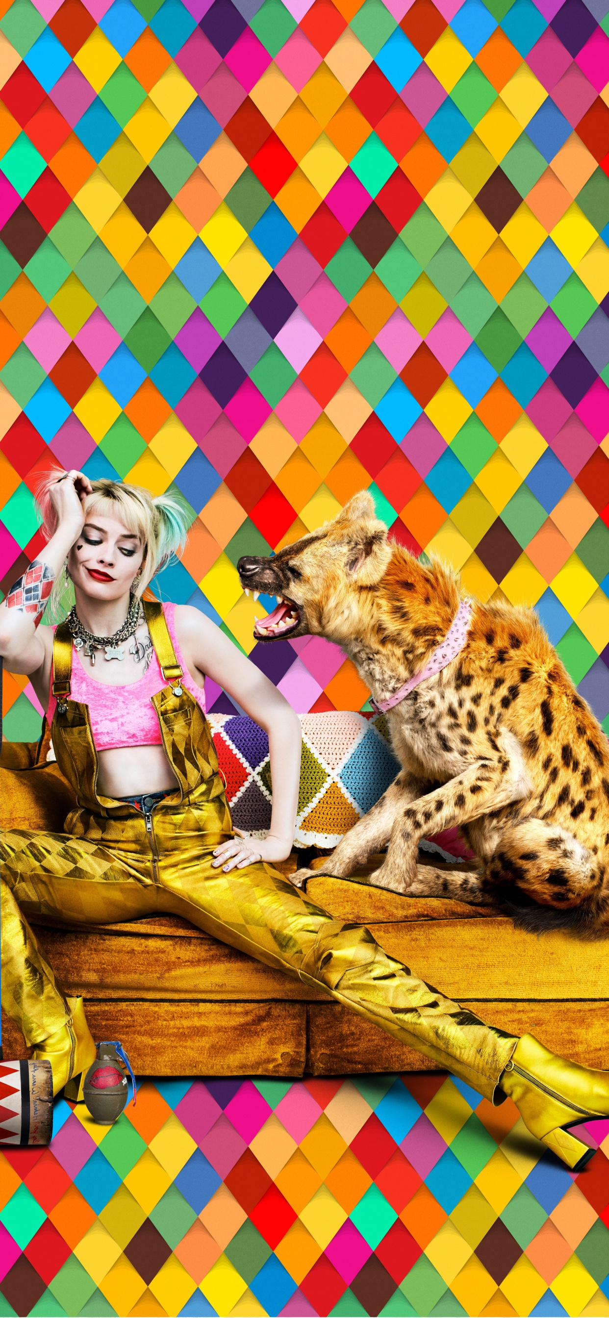 Обои Харли Квинн, ткань, арт, визуальное искусство, хищная птица в разрешении 1242x2688