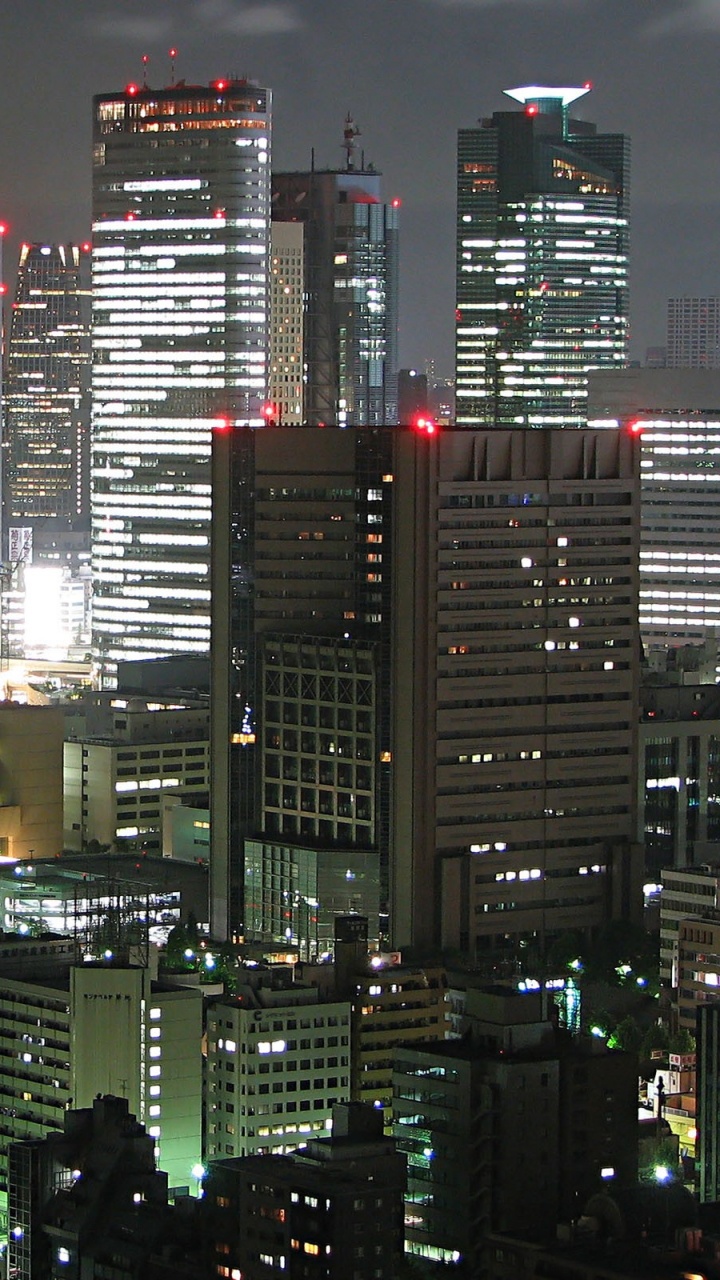 Обои ночь, городской пейзаж, город, метрополия, городской район в разрешении 720x1280