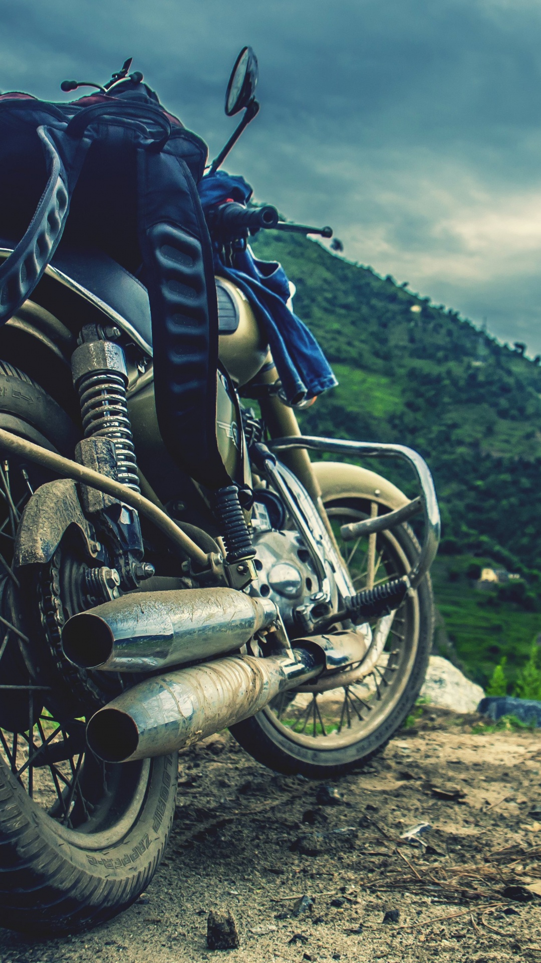 Обои мотоцикл, гора, мотоспорт, местность, Офф-роуд в разрешении 1080x1920