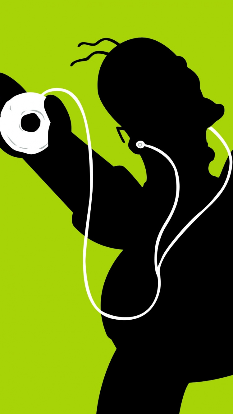 Обои Гомер Симпсон, Лиза Симпсон, Мардж Симпсон, Мэгги Симпсон, иллюстрация в разрешении 750x1334