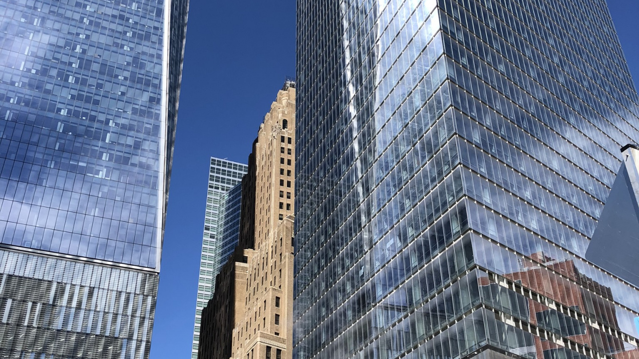 Обои Нью-Йорк, башня, синий, архитектура, дневное время в разрешении 1280x720