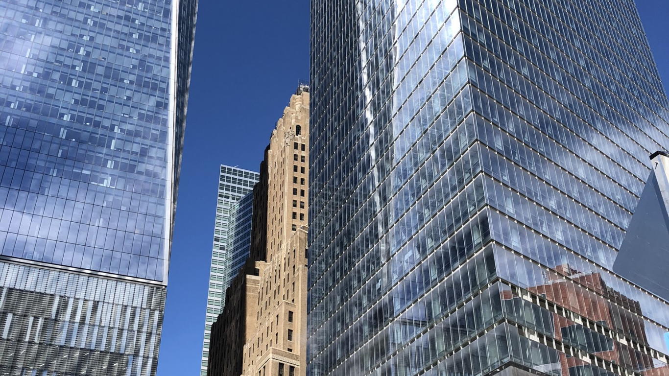 Обои Нью-Йорк, башня, синий, архитектура, дневное время в разрешении 1366x768