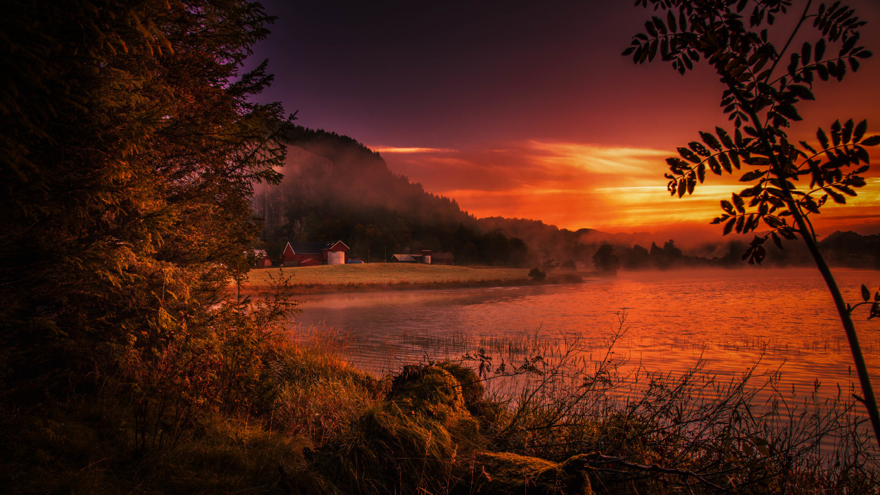 Обои природа, закат, восход солнца, утро, вечер в разрешении 1280x720