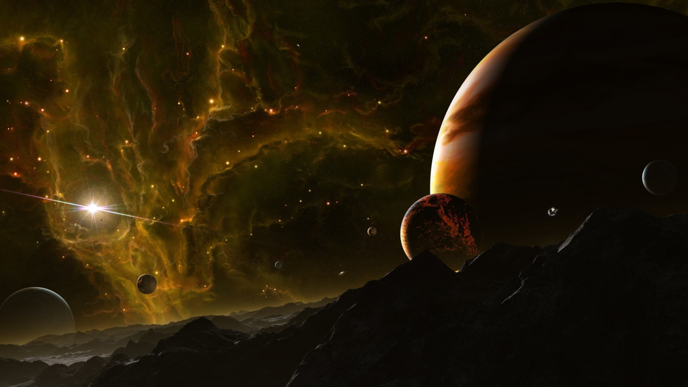 Обои земля, космос, космическое пространство, атмосфера, ночь в разрешении 1366x768