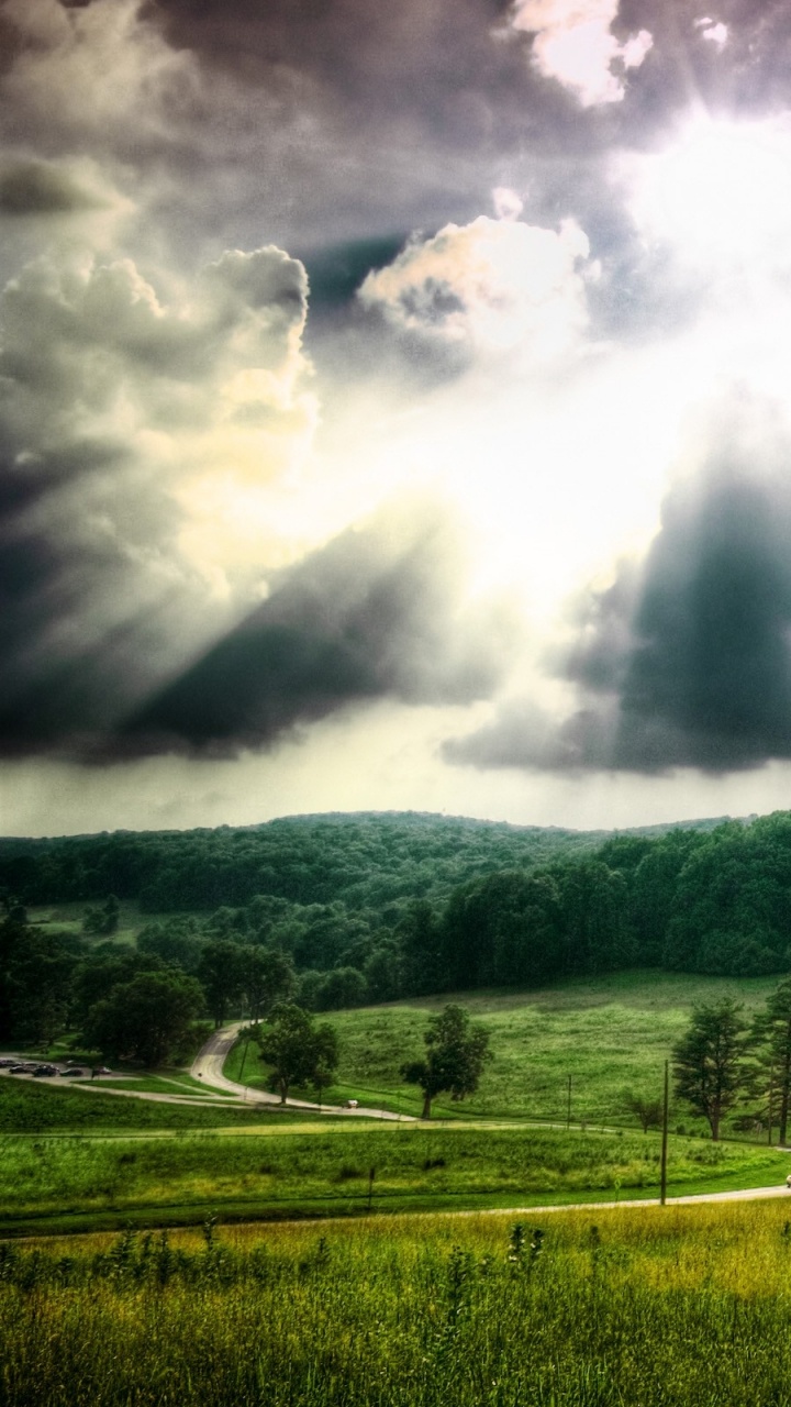 Обои зеленый, природа, облако, осень, снег в разрешении 720x1280