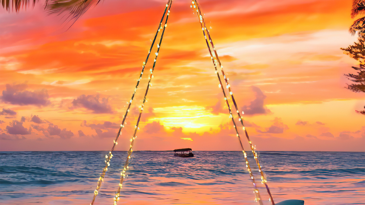 Обои уютный закат, закат, облако, вода, свет в разрешении 1280x720