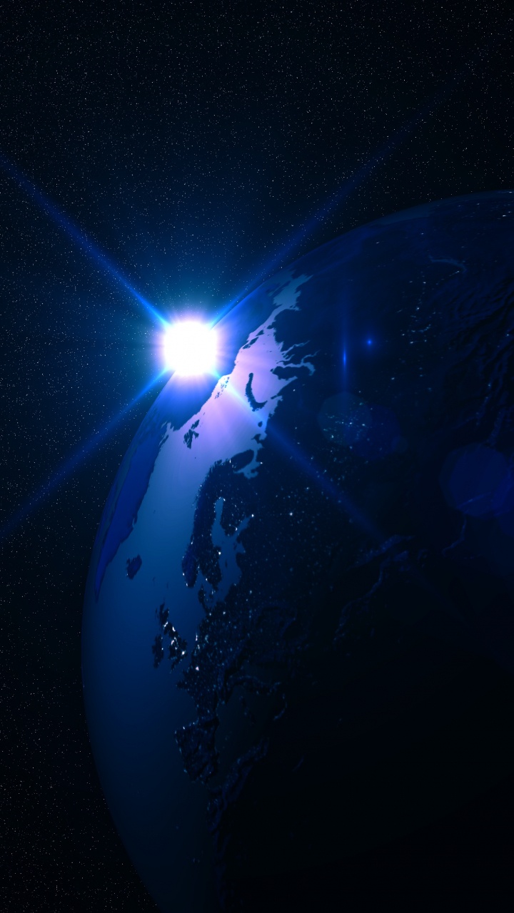 Обои земля, планета, синий, свет, астрономический объект в разрешении 720x1280