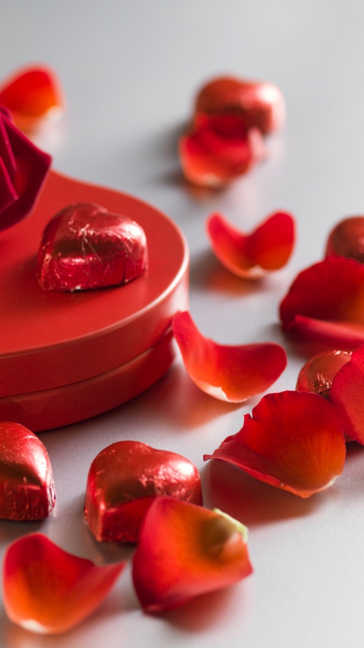 Обои Роза, сердце, лепесток, цветок, День Святого Валентина в разрешении 720x1280