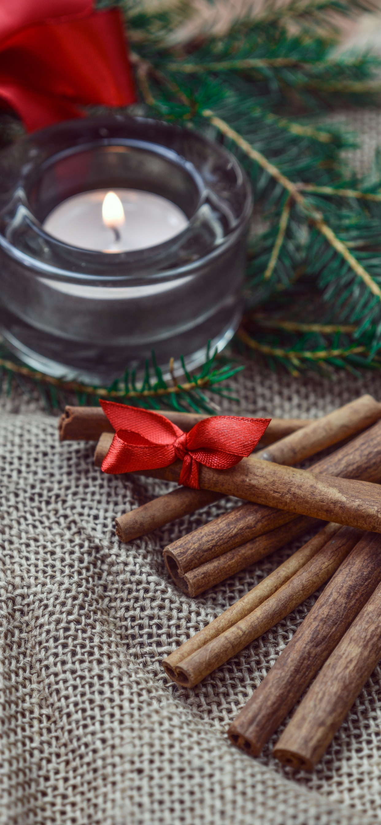 Обои корица, Рождественский день, специя, свеча, Рождество в разрешении 1242x2688