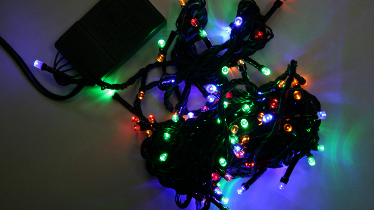 Обои гирлянда, Рождественские огни, свет, освещение, Рождественские украшения в разрешении 1280x720