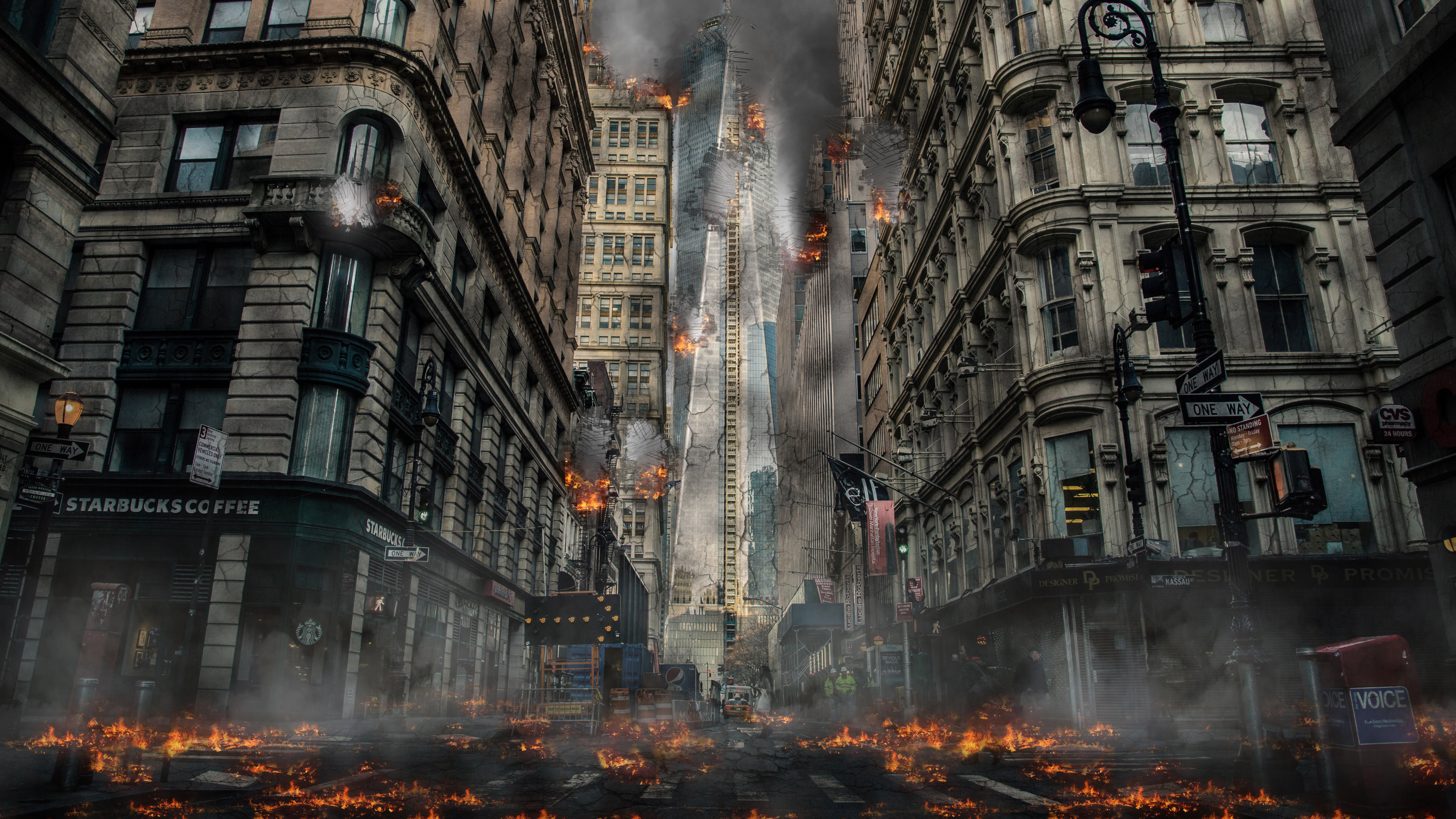 Обои взрыв города, атмосфера, город, бомба, архитектура в разрешении 3840x2160