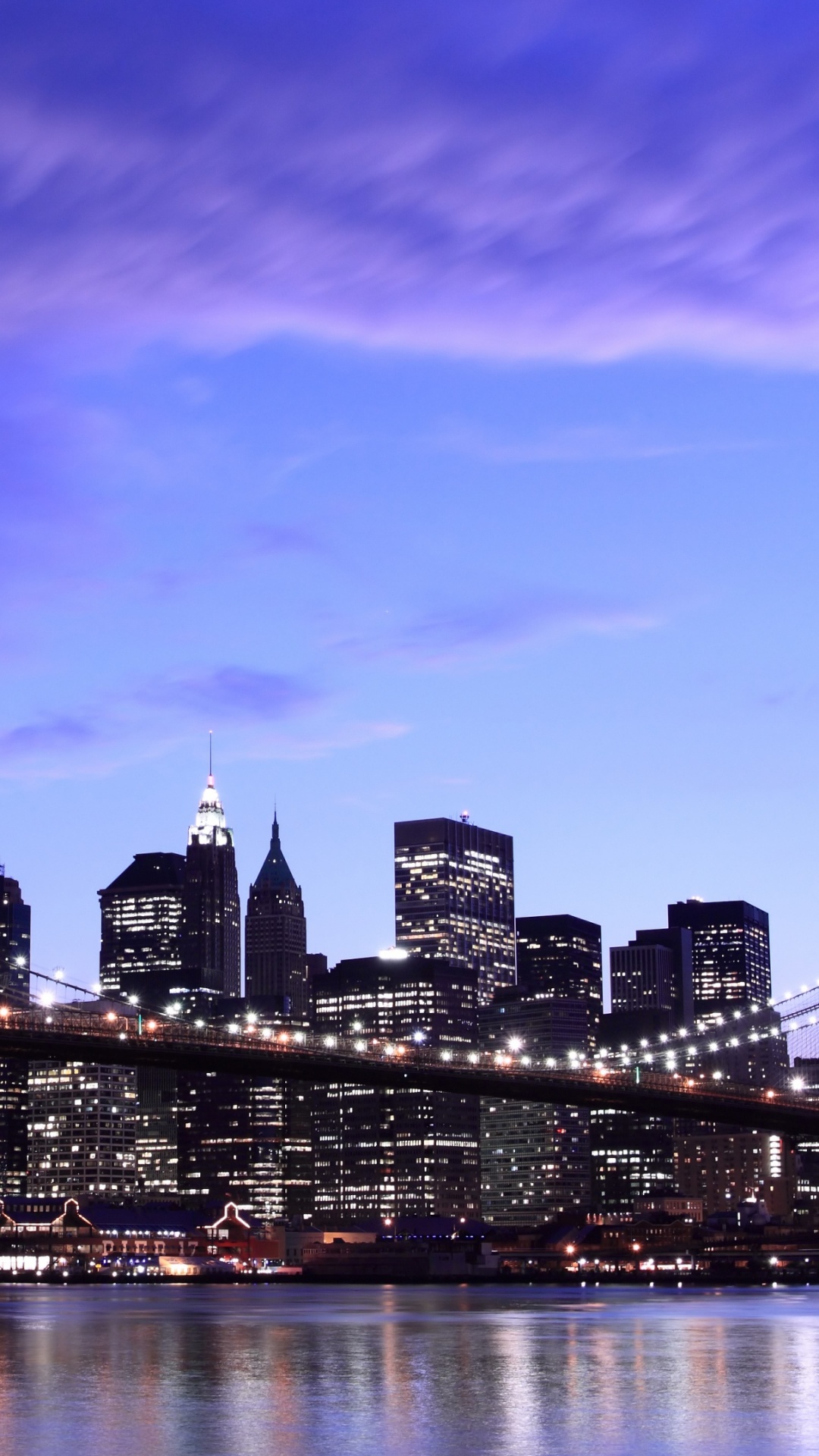 Обои Бруклинский мост, мост, городской пейзаж, город, линия горизонта в разрешении 1080x1920