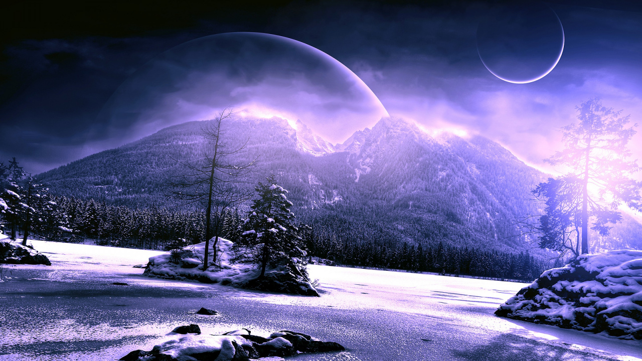 Обои планета, зима, снег, природа, атмосфера в разрешении 1280x720