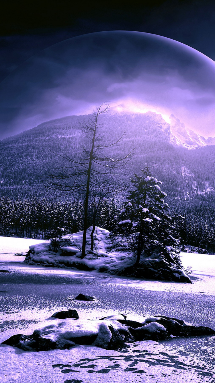 Обои планета, зима, снег, природа, атмосфера в разрешении 750x1334