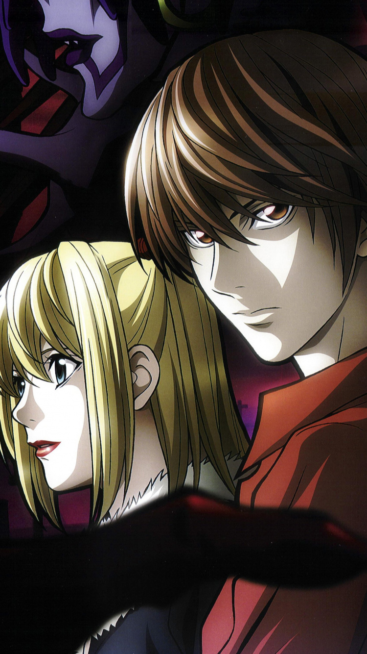 Обои тетрадь смерти, Миса аманэ, Ягами Лайт, рюк, аниме в разрешении 750x1334