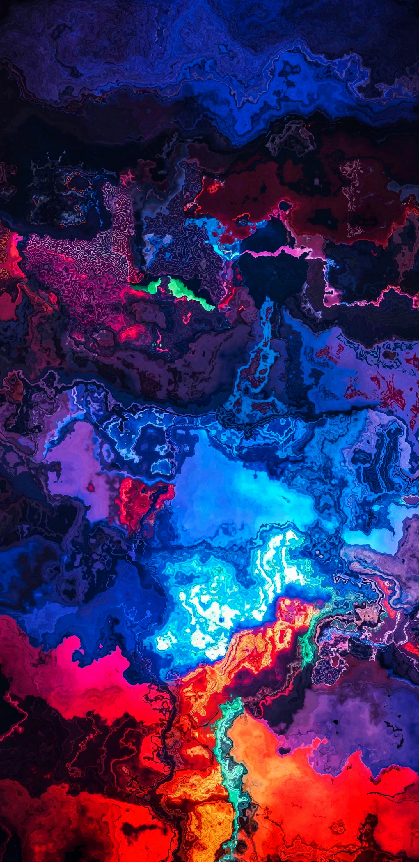 Обои арт, живопись, цветной, лазурный, электрик в разрешении 1440x2960