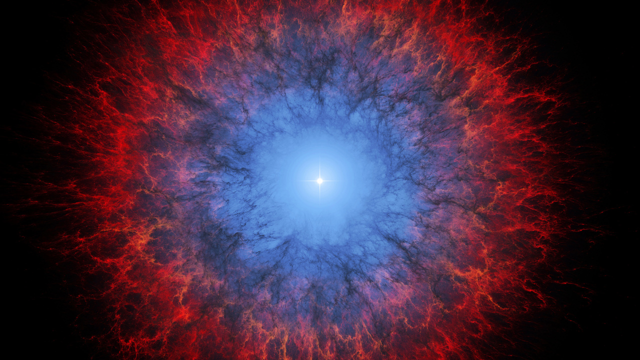 Обои сверхновая звезда, туманность, звезда, красный цвет, свет в разрешении 1280x720