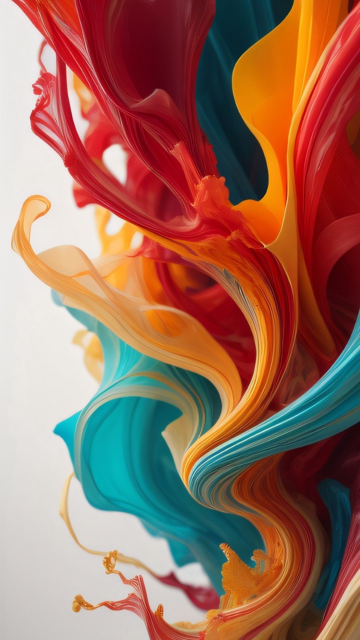 Обои арт, акриловая краска, Оранжевый цвет, линия, Аква в разрешении 720x1280