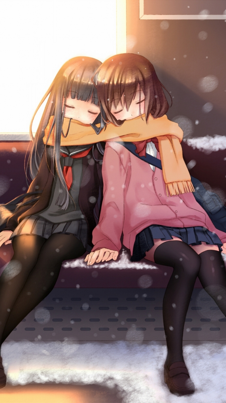 Обои аниме, мультфильм, нога, длинные волосы, бедро в разрешении 750x1334