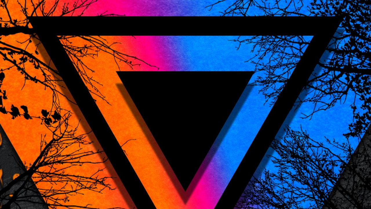 Обои треугольник, визуальное искусство, графический дизайн, красочность, пурпур в разрешении 1280x720