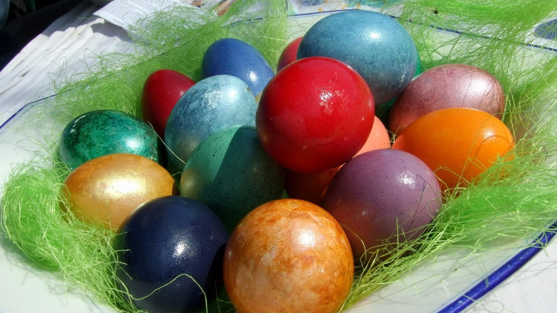 Обои пасхальное яйцо, пасхальный кролик, пища в разрешении 1920x1080