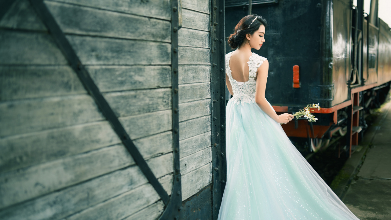 Обои подвенечное платье, платье, одежда, плечо, одежда для новобрачных в разрешении 1280x720