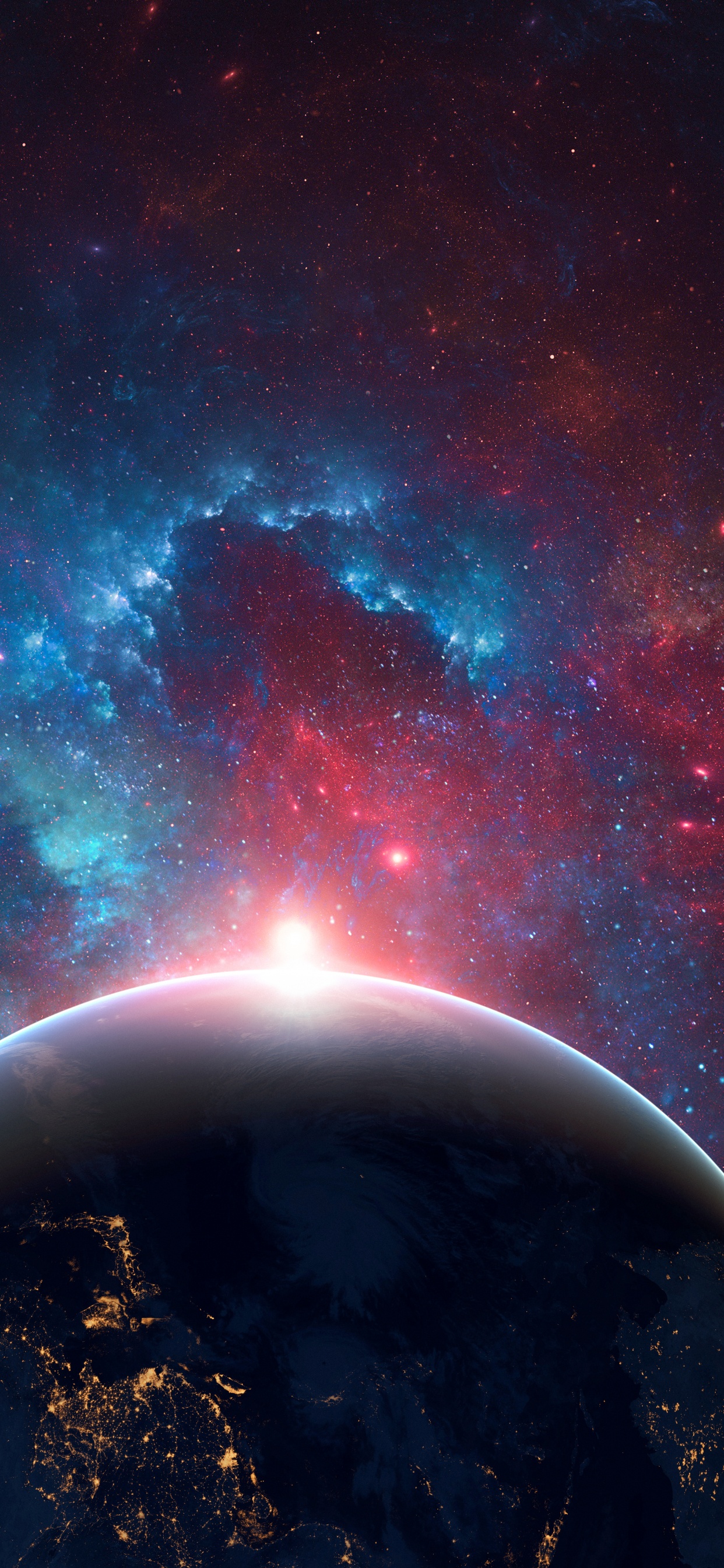 Обои земля, туманность, смартфон, ios, атмосфера в разрешении 1242x2688