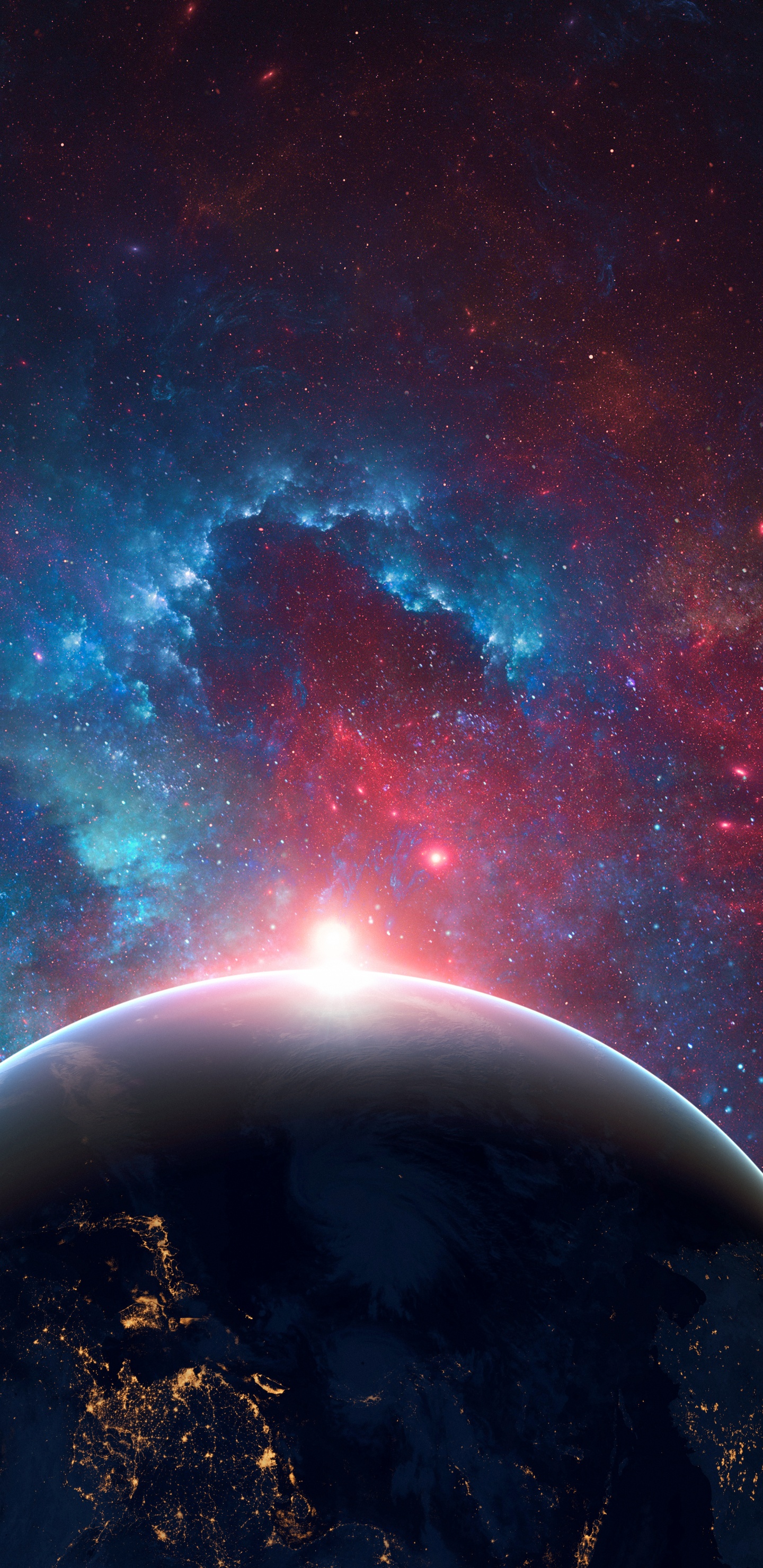 Обои земля, туманность, смартфон, ios, атмосфера в разрешении 1440x2960