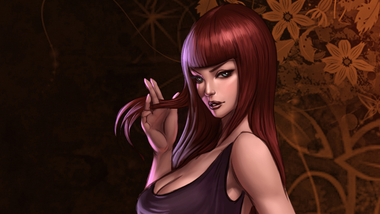 Обои рыжие волосы, арт, живопись, волосы, лицо в разрешении 1280x720