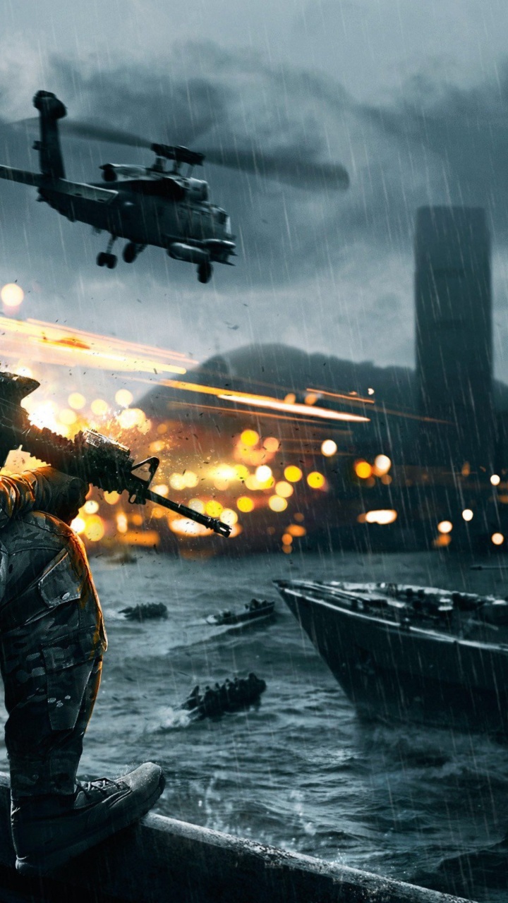 Обои Цифровой композитинг, игра-боевик, шутер, военный вертолет, компьютерная игра в разрешении 720x1280