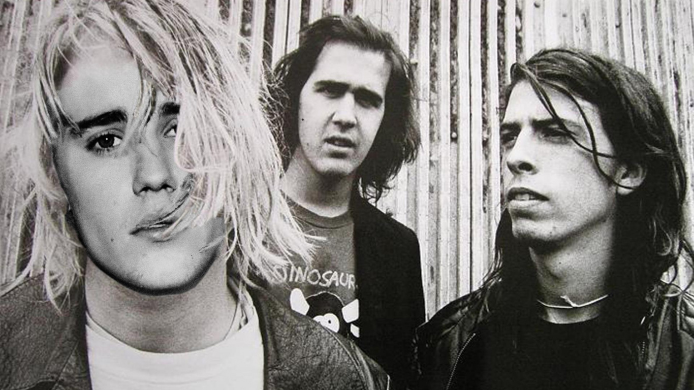 Обои Дэйв Грол, нирвана, монохромный, монохромный режим, черный и белый в разрешении 1366x768