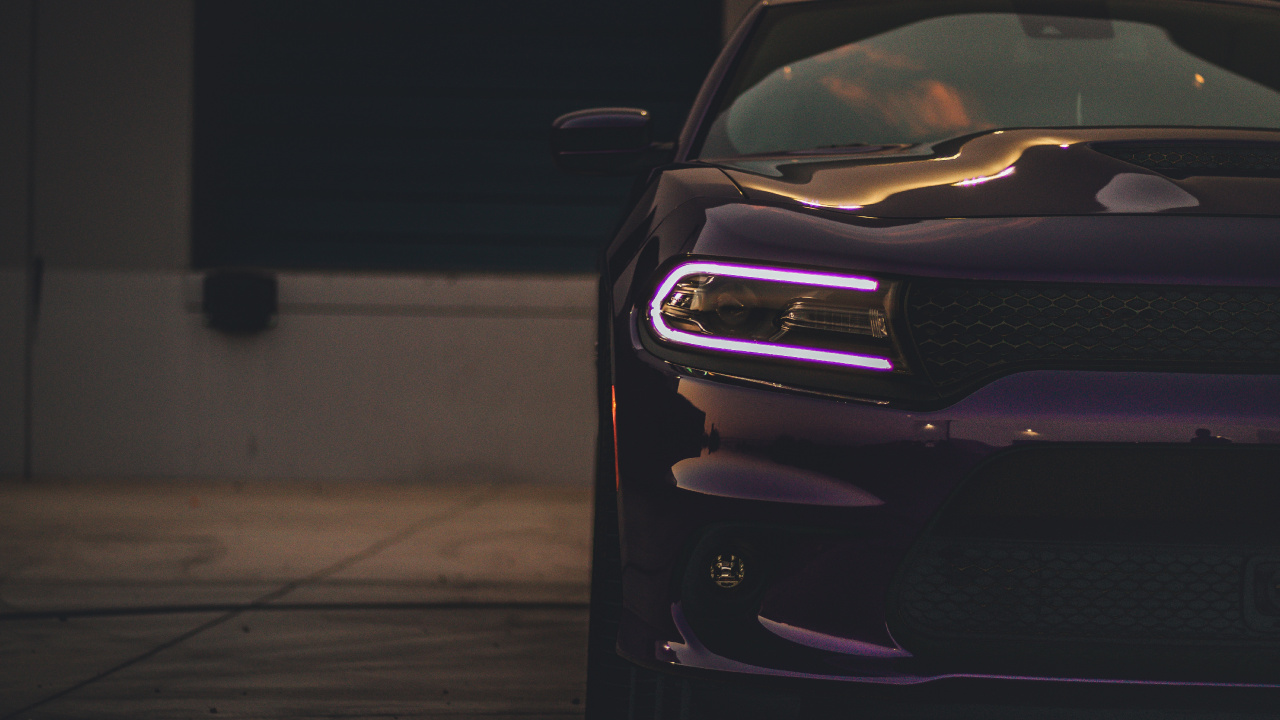 Обои dodge, авто, фара, автомобильное освещение, обод в разрешении 1280x720