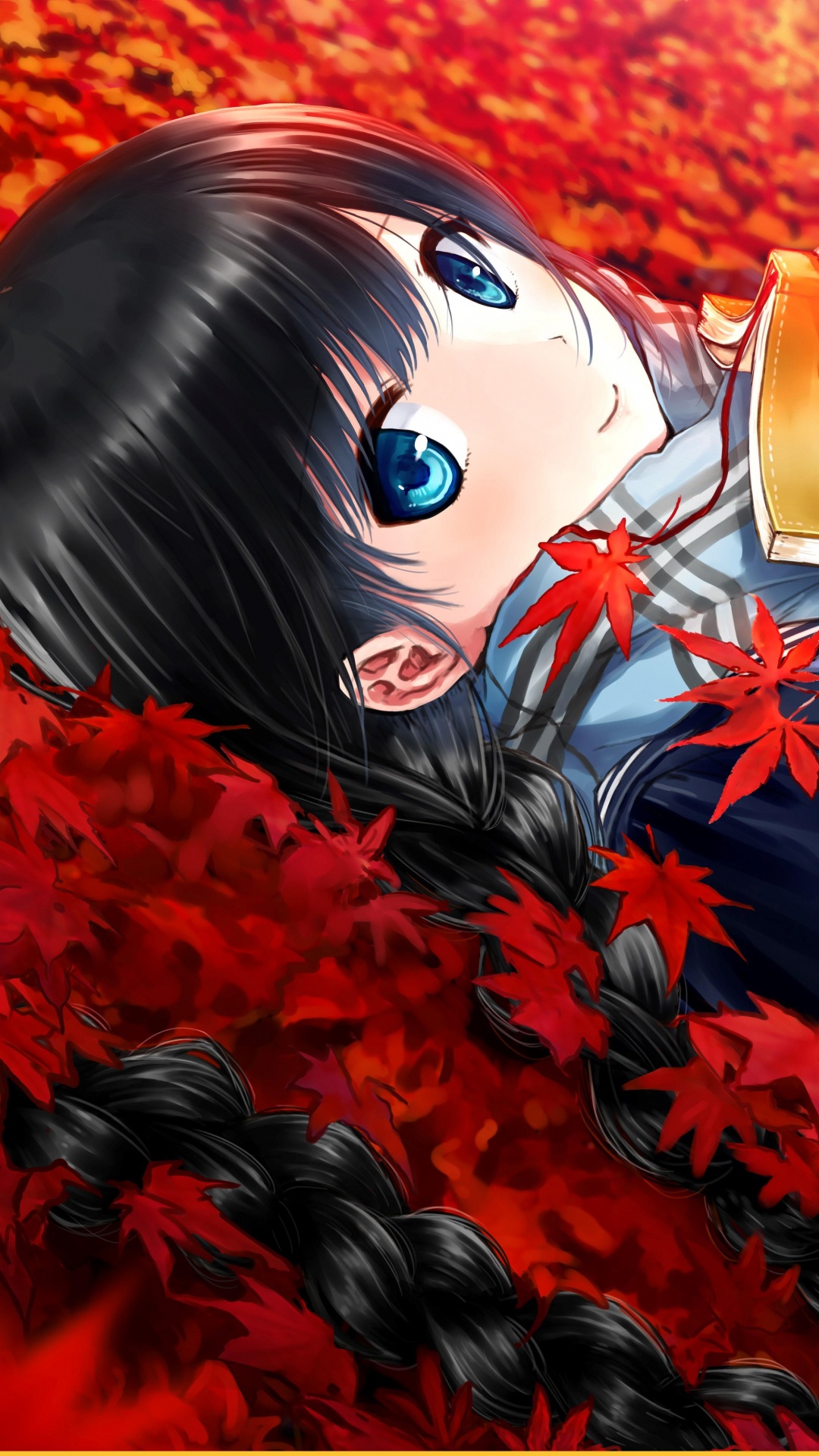 Обои аниме, красный цвет, рыжие волосы, роман, любовь в разрешении 1080x1920