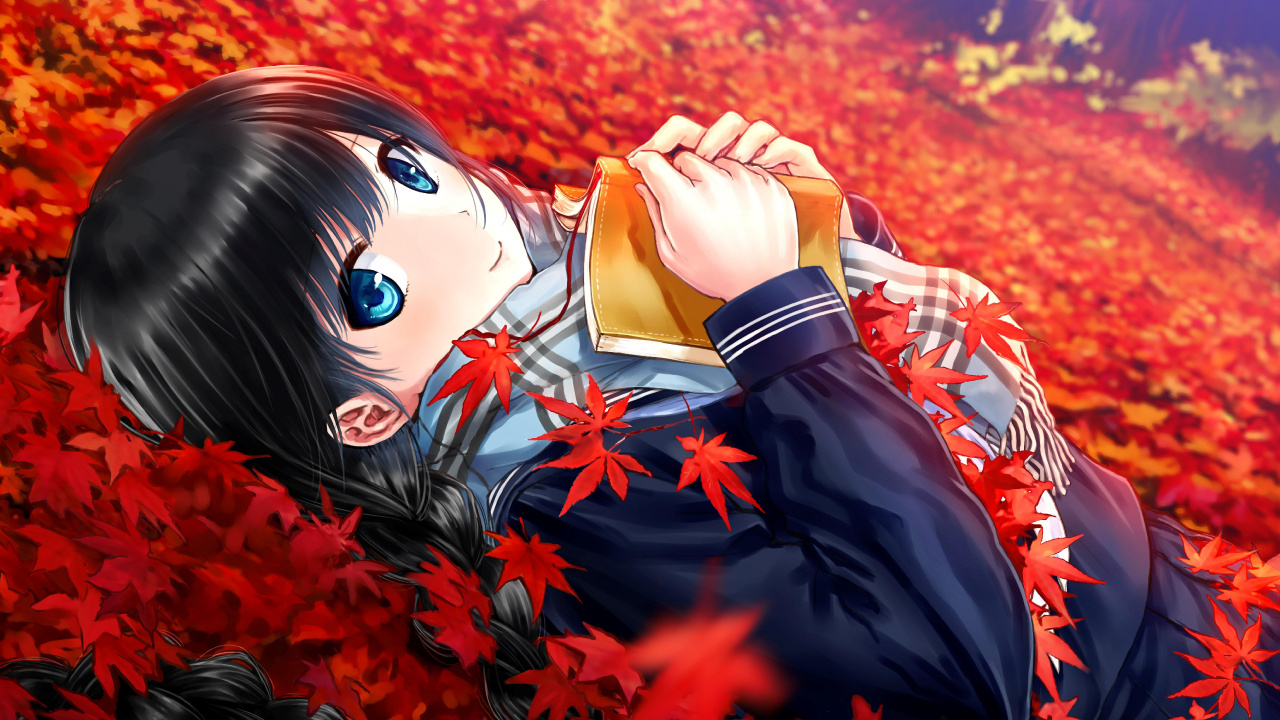 Обои аниме, красный цвет, рыжие волосы, роман, любовь в разрешении 1280x720