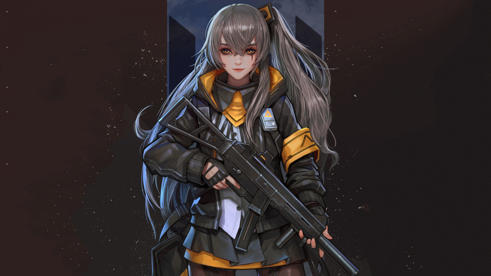 Обои Девочки Прифронтовых, Хеклер Кох УМП, аниме, верхняя одежда, фигурка в разрешении 1920x1080