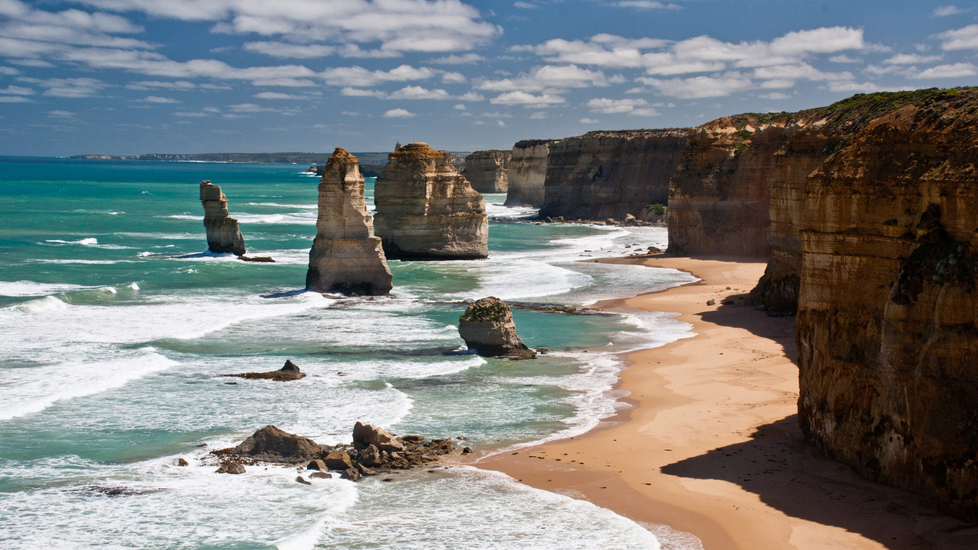 Обои Порт-Кемпбелл, водоем, побережье, море, прибрежные и океанические рельефы в разрешении 1920x1080