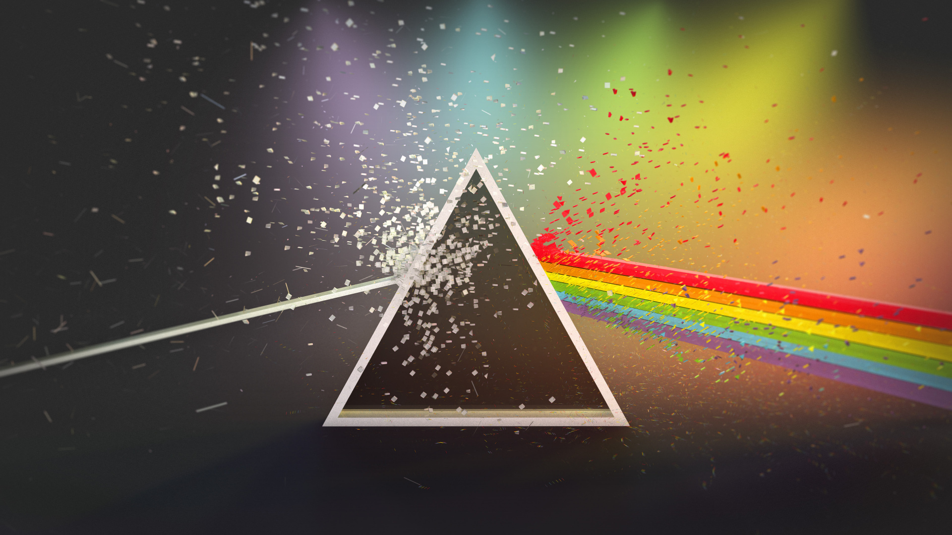 Обои Pink Floyd, Темная сторона Луны, зверята, треугольник, графический дизайн в разрешении 1920x1080